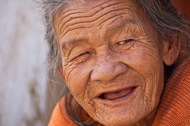 close up of old lady