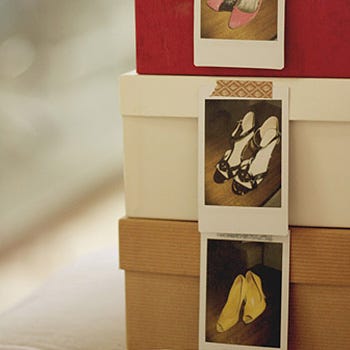 instant photos shoe box organiser