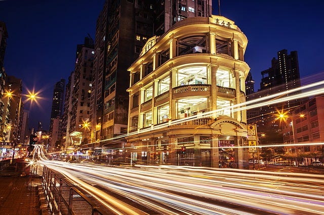 light trail along street