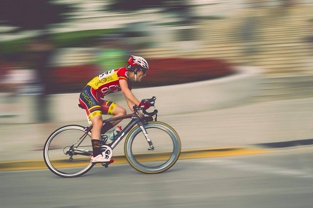 Cyclist on road