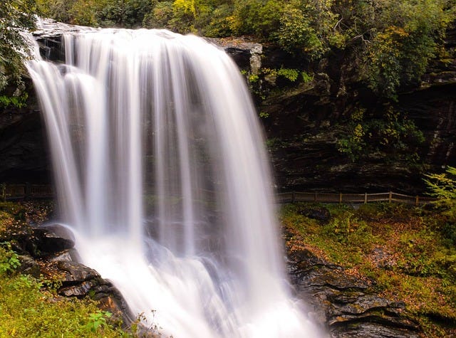 fast flowing waterfall