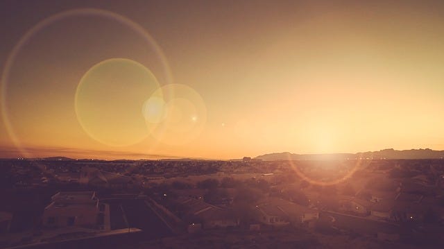 A landscape with lens flare