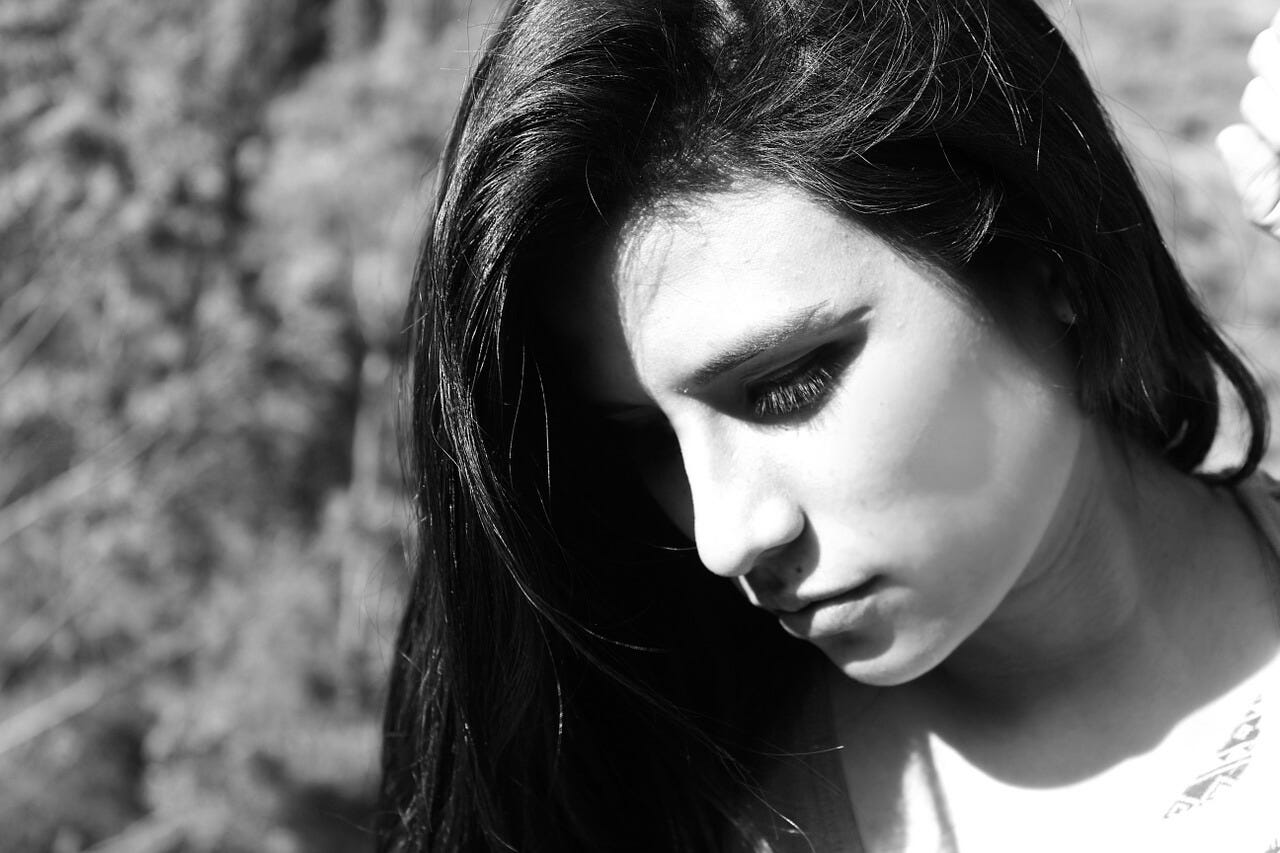 Black and white image of a woman