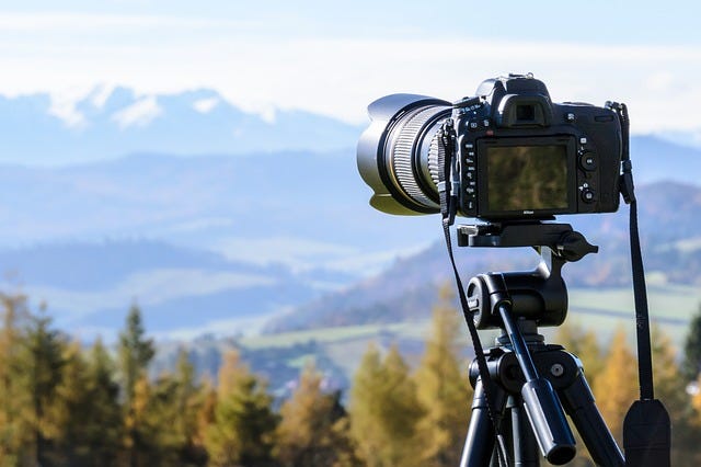 DSLR camera on a tripod