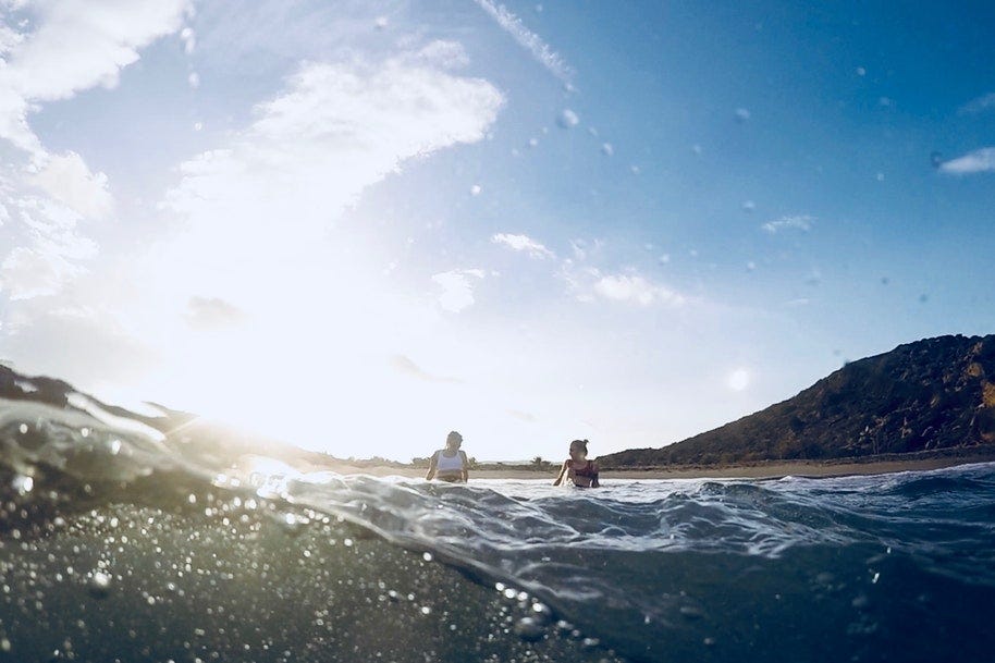 two people in water