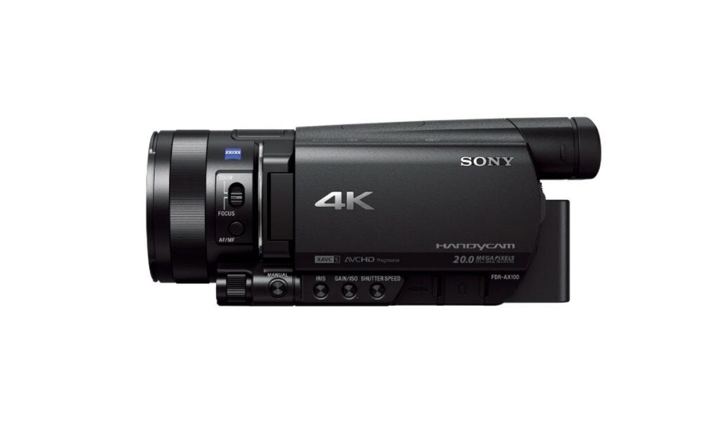 A side view of the Sony 4k video camera