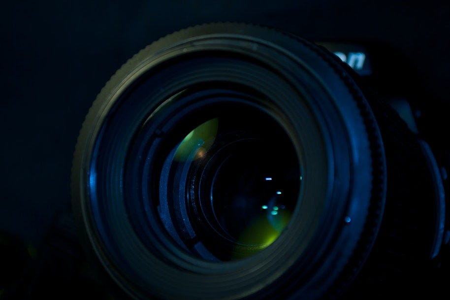 A Canon lens close up of the quality glass